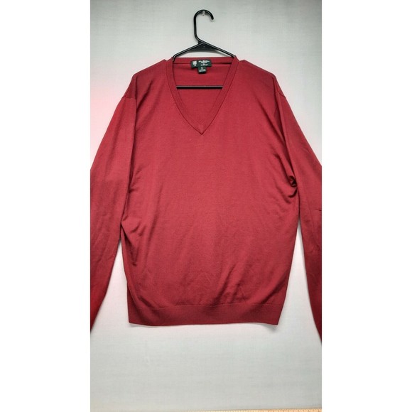 Brooks Brothers Other - Brooks Brothers  Saxxon Wool Sweater V Neck Pullover Burgandy Mens XL